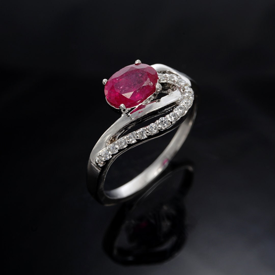 Unique Ruby Ring-oval Ruby Ring-red Ruby Ring-handmade Ring-silver Ruby ...