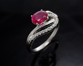 Unique Ruby Ring-Oval Ruby Ring-Red Ruby Ring-Handmade Ring-Silver Ruby Ring-Women Ruby Ring-Zircon Ruby Ring-Engagement Ring-Ruby Jewelry
