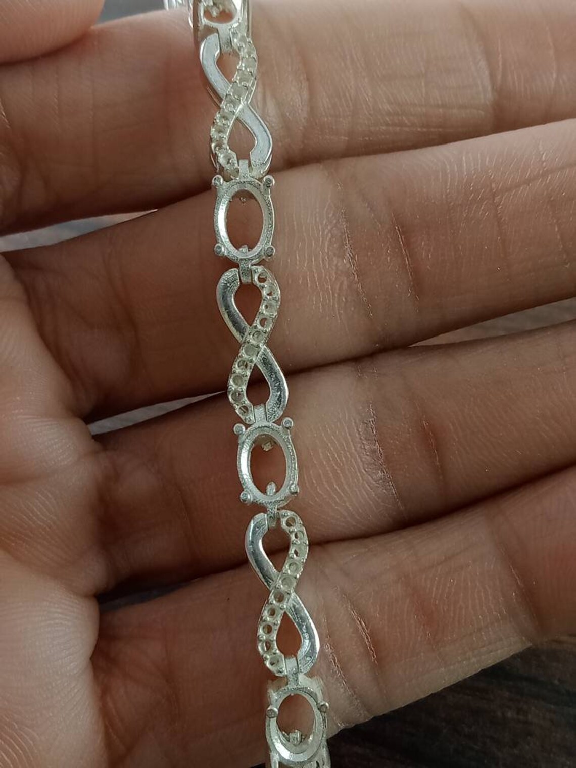 925 Sterling Silver Tennis Bracelet7x5mm Semi Mount Etsy UK