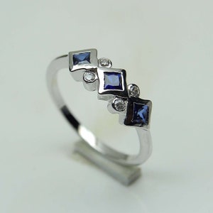 Eternity Band/4MM Sapphire Wedding Ring/925 Sterling Silver Ring/Half Eternity/ Blue Sapphire Band/Wedding Band/Stacking Ring
