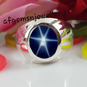 Blue Star Sapphire Ring for Men&#39;s Ring, Lindy Star Sapphire Ring, Gift For Him, Wedding Promise Ring