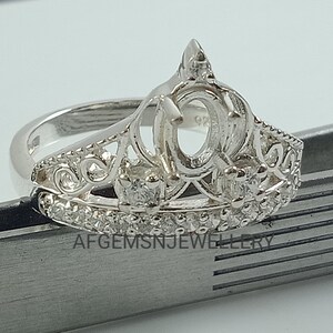 925 Sterling Sliver Ring-6X4 MM Oval Semi Mount Ring-Without Gemstone Ring-Ready to be Set With Your Own Stone-Prong Setting Ring