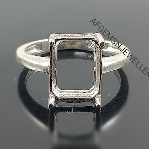 8X10 MM Octagon Semi Mount Ring-Bride Ring-Without Stone Ring-Wedding Ring-Women Ring-925 Sterling Silver Ring-8X10 MM Prong Setting Ring