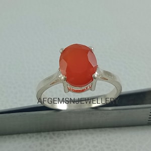 Vintage Red Onyx Ring-Silver Red Onyx Ring-Engagement Red Onyx Ring-Red Stone Ring-Anniversary Ring