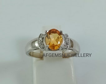 Yellow Golden Topaz Ring-925 Silver Ring-Golden Topaz Jewelry-Vintage Ring-Promise Ring-Bride Ring-Wedding Golden Topaz-Birthstone Ring