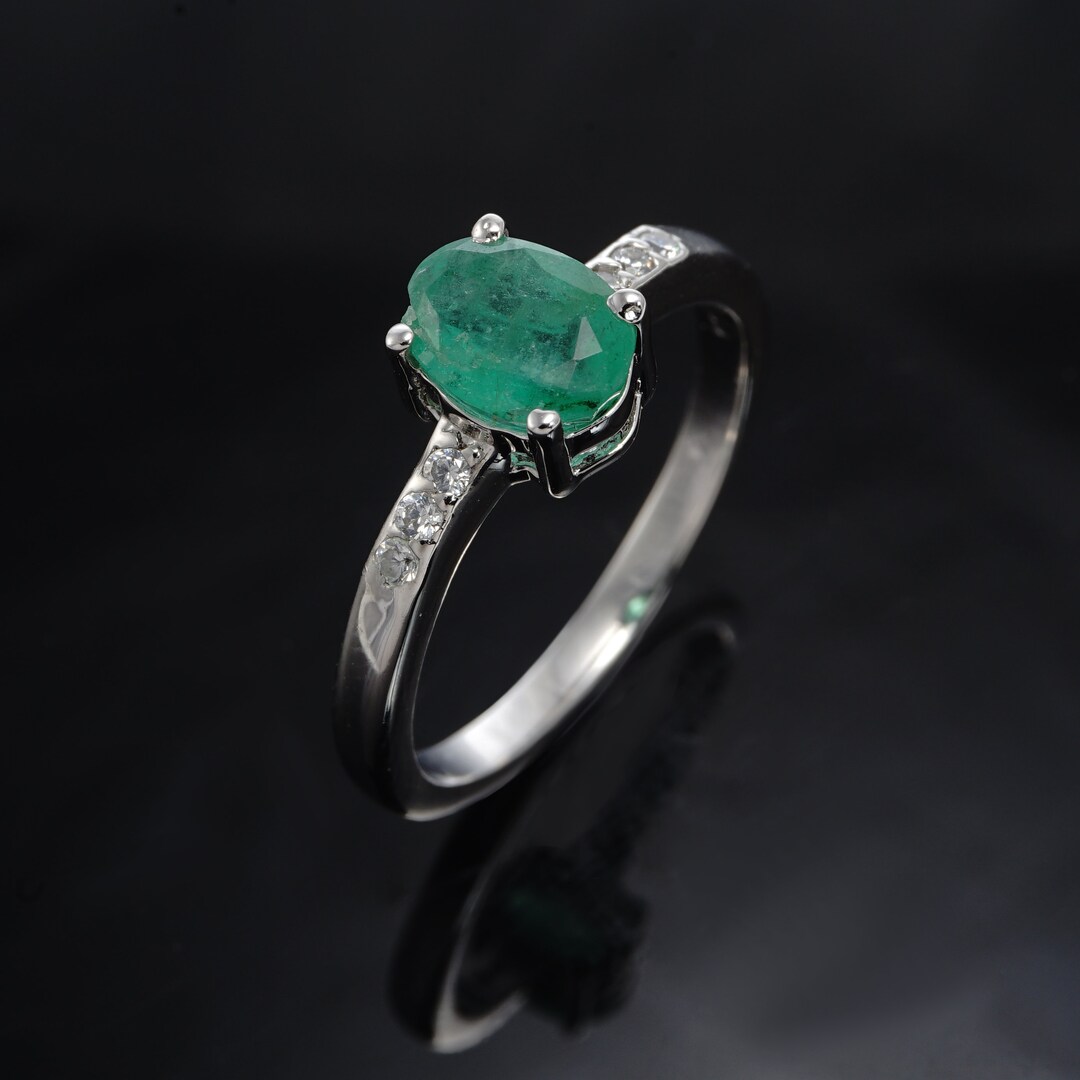 Vintage Natural Emerald Ring, Dark Green Authentic Emerald Ring ...