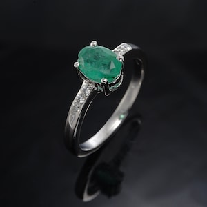 Vintage Natural Emerald Ring, dark green authentic emerald ring, stacking genuine raw emerald ring, unique natural emerald ring