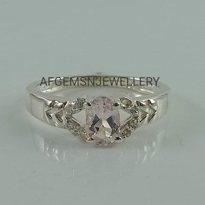 Vintage Morganite Ring Sterling Silver Halo Engagement Ring For Women Brilliant Cut Morganite Ring