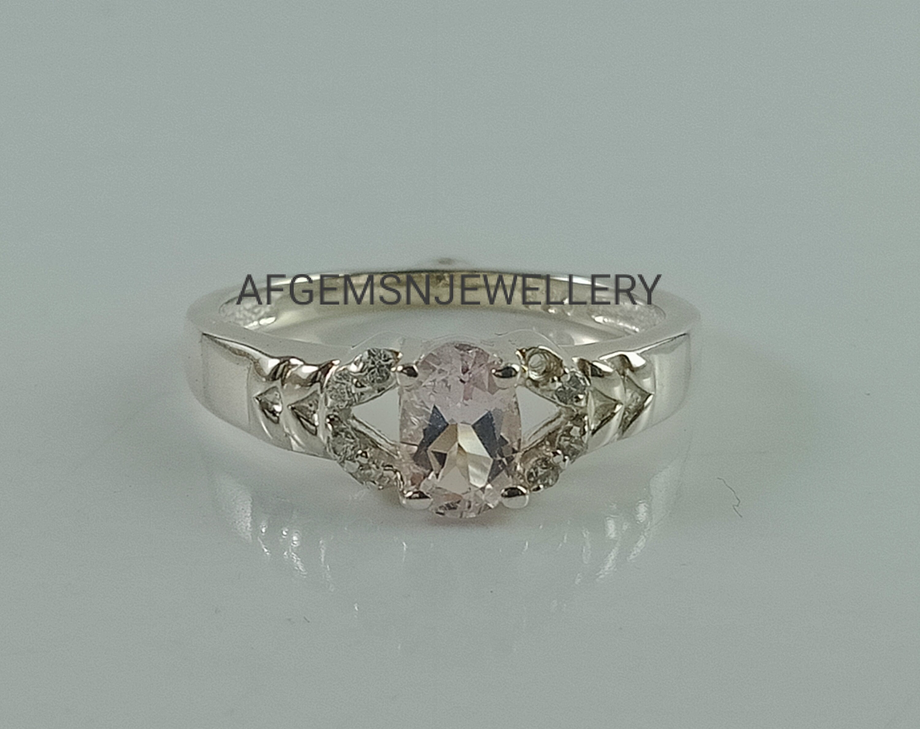 ヴィンテージ モルガナイト リング スターリングシルバー ハロー