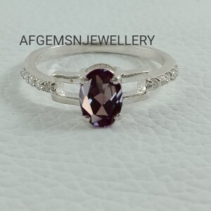 Vintage Alexandrite Ring, 925 Sterling Silver, Engagement Ring, Promise Ring, June Birthstone ring, Anniversary Gift for Her, promise ring