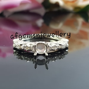 Silver Round Semi Mount Ring-Mount Ring-925 Sterling Silver Ring-5MM Round Semi Mount Ring-Without Stone Ring-Prong Setting Ring