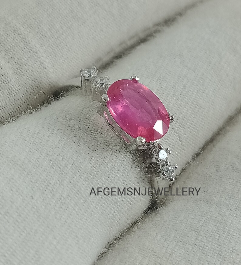Echte Rubin Edelstein Ring-Vintage Rubin Ring-925 Sterling Silber Ring-rot Rubin Ring-Oval Rubin Ring-Vorschlag Ring-Ruby Schmuck Ring Bild 6