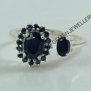Vintage Black Onyx Engagement Ring Oval Cut Silver Engagement Ring Bridal Ring Promise Ring Anniversary Gift