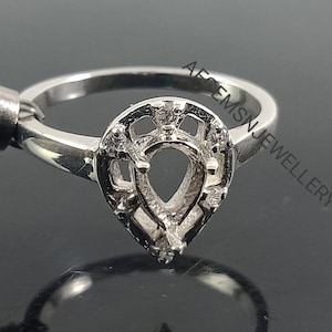 7X5MM Pear Semi Mount Ring-Without Stone Ring-Ready To be Set With Your Own Stone-925 Sterling Silver Ring- Pear Ring-Prong Setting Ring