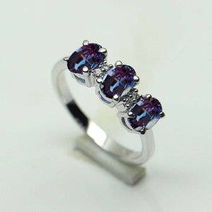 Beautiful Handcrafts Design LBC Alexandrite Ring_Solid Silver 925_Stackable Casual Ring_Engagement Ring.June Birthstone Ring.Special Gift
