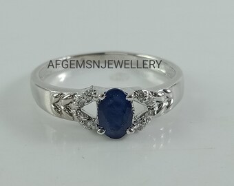 Sapphire Ring-Wedding Sapphire Ring-Blue Sapphire Ring-Sapphire Birthstone Ring-Sapphire Silver Ring-Oval Cut Sapphire Ring-Promise Ring
