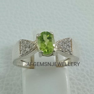Natural Peridot Ring-Peridot Silver Ring-August Birthstone Ring-Beautiful Ring-925 Sterling Silver Ring-Oval Cut Ring