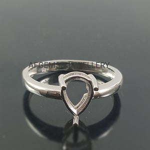 6X8MM Pear Semi Mount Ring-Without Stone Ring-Ready To be Set With Your Own Stone-925 Sterling Silver Ring- Pear Ring-Prong Setting Ring