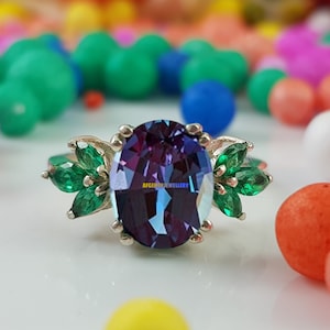 Color Changing Alexandrite Ring-925 Sterling Silver Ring-Wedding Ring-Promise Ring-June Birthstone Ring