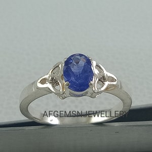 Oval Tanzanite Ring- Sterling Silver Ring- Engagement Ring- Promise Blue Gemstone Ring- December Birthstone- Anniversary Gift For Her