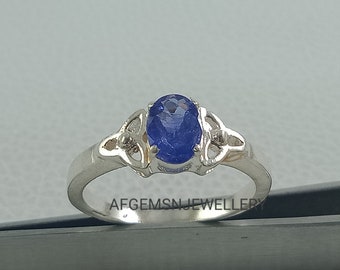 Oval Tanzanite Ring- Sterling Silver Ring- Engagement Ring- Promise Blue Gemstone Ring- December Birthstone- Anniversary Gift For Her