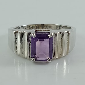 Royal Amethyst Ring-February Birthstone Amethyst-Natural Amethyst Ring-925 Silver Ring-Vintage Ring-Men Amethyst Ring-Amethyst Lovers Ring