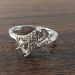 6X4 MM Pear Semi Mount Ring-Without Stone Ring-Ready To be Set With Your Own Stone-925 Sterling Silver Ring-Pear Ring-Prong Setting Ring