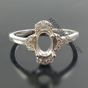 7X5 MM Oval Semi Mount Ring-Without Stone Ring-Ready To be Set With Your Own Stone-Promise Ring-925 Sterling Silver Ring-Prong Setting Ring