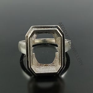10x14 MM Octagon Semi Mount Ring-Men Ring-Without Stone Ring-Wedding Ring-Men Mount Ring-925 Sterling Silver Ring-Prong Setting Ring