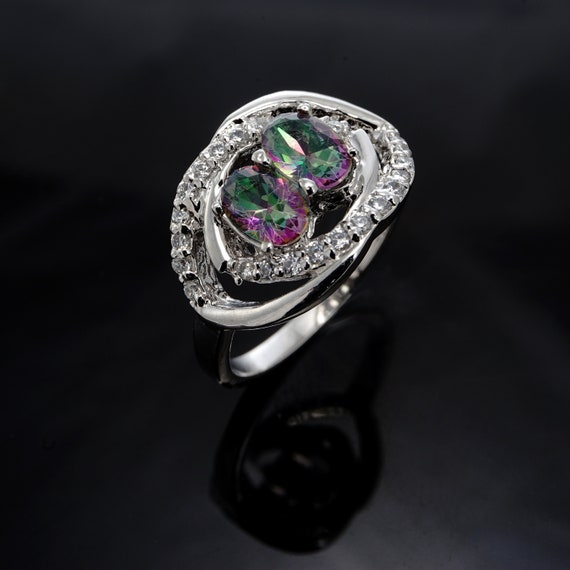 Mystic Topaz Ring-handmade Mystic Topaz Ring-mystic Topaz  Elegant Sterling Silver 925 Mystic Topaz Ring main image 0