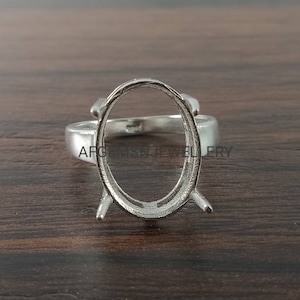 10X14MM Oval Semi Mount Ring-Without Stone Ring-Ready To be Set With Your Own Stone-Jewelry Ring-925 Sterling Silver Ring-Prong Setting Ring