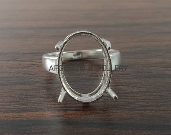 10X14MM Oval Semi Mount Ring-Without Stone Ring-Ready To be Set With Your Own Stone-Jewelry Ring-925 Sterling Silver Ring-Prong Setting Ring
