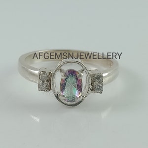 Wedding Ring-Mystic Topaz Ring-Oval Gems Ring-Engagement Ring-Silver Topaz Ring