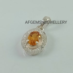 Yellow Topaz Pendant Golden Topaz Necklaces 925 Silver Pendant Oval Cut Gemstone November Birthstone Women Pendant
