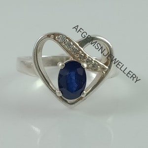 Halo Wedding Ring, Sapphire Ring, Oval Cut, Blue Gemstone, Sterling Silver, September Birthstone
