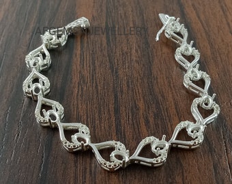 6X4MM Blank Tennis Bracelet-Semi Mount Bracelet-Without Stone Bracelet-Ready to be Set With Your Own Stone-925 Sterling Silver