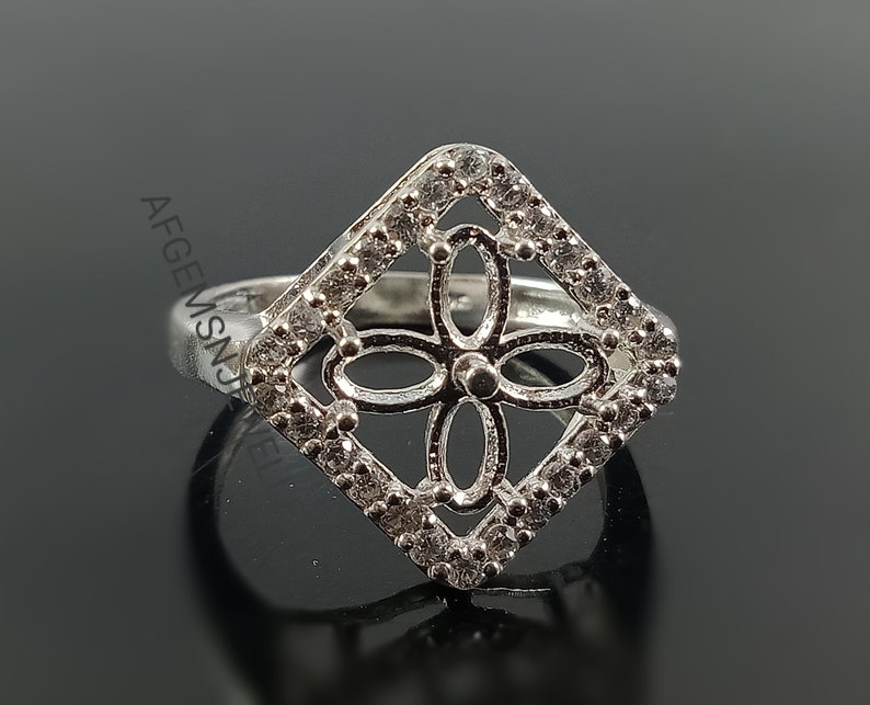 3X5 MM Oval Semi Mount Ring-Unique Ring-Without Stone Ring-Ready to be set with your Own Stone-925 Sterling Silver Ring-Prong Setting Ring