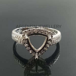 8X8 MM Trillion Semi Mount Ring-Without Stone Ring-Mount Ring-Trillion Ring-925 Sterling Silver Ring-Unset Ring-Prong Setting Ring