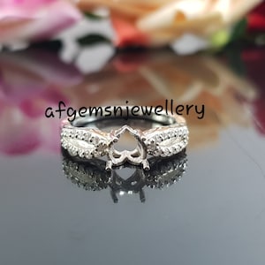 5x5MM Heart Shape Semi Mount Ring-Without Stone Ring-Ready To be Set With Your Own Stone-Women Ring-925 Silver Ring-Prong Setting Ring