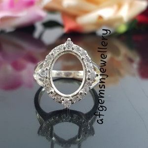 10X14 MM Oval Semi Mount Ring-Without Stone Ring-Promise Ring-Silver Mount Ring-Women Ring-Blank Ring Oval Setting Ring-Prong Setting Ring