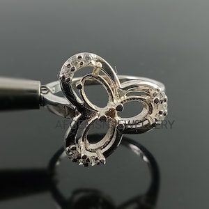 7X5MM Oval Semi Mount Ring-Unset Ring-Without Stone Ring-Three Mount Ring-925 Sterling Silver Ring-Prong Setting Ring