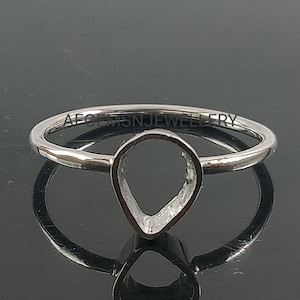 7X5MM Pear Semi Mount Ring-Without Stone Ring-Ready To be Set With Your Own Stone-925 Sterling Silver Ring- Pear Ring-Bezel Setting Ring