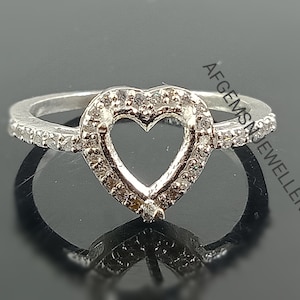 7X7 MM Heart Shape Semi Mount Ring-Without Stone Ring-Ready To be Set With Your Own Stone-Women Ring-925 Silver Ring-Prong Setting Ring