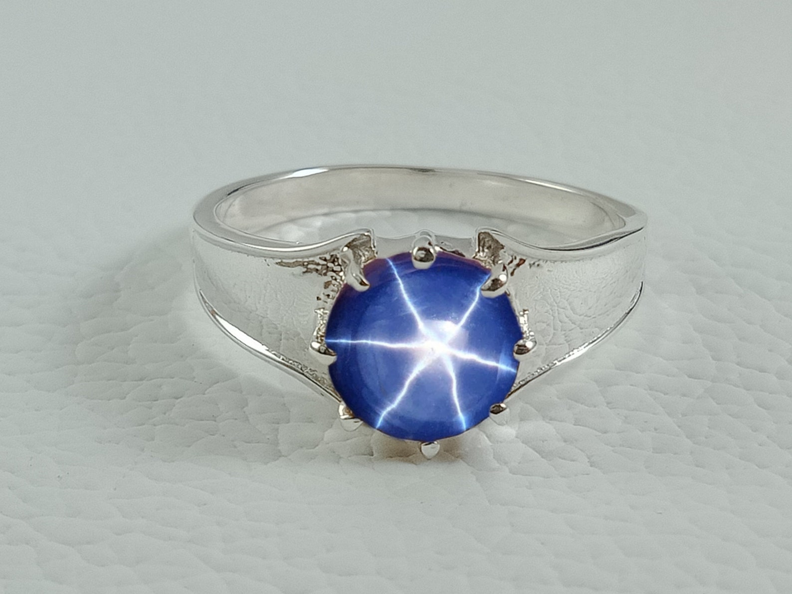 Lindy Star Sapphire Ring Silver Ring for Men's Blue Star - Etsy UK