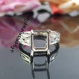 8x10 MM Rectangle Semi Mount Ring-Bride Ring-Without Stone Ring-Wedding Ring-Women Ring-925 Sterling Silver Ring- Prong Setting Ring