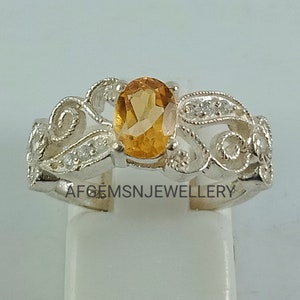 Unique Yellow Topaz Ring-925 Silver Ring-Golden Topaz Jewelry-Vintage Ring-Gift Ring-Women Ring-Yellow Golden Topaz-Birthstone Topaz Ring