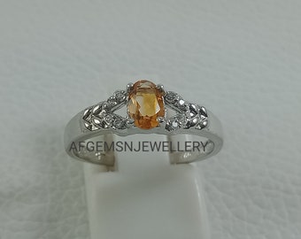 November Birthstone-925 Silver Ring-Yellow Topaz Ring-Women Ring-Golden Topaz Ring-Promise Ring