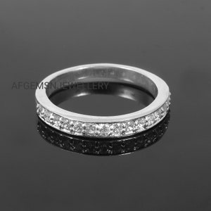 エタニティバンド/2 MM CZ結婚指輪/925スターリングシルバーリング/ハーフエタニティバンド/結婚指輪/模造ダイヤモンドバンド/スタッキングリング