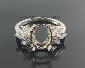 8x10MM Oval Semi Mount Ring-Without Stone Ring-Silver Mount Ring-Engagement Ring-925 Sterling Silver Ring-Prong Setting Ring