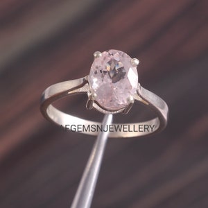 Morganite Ring Vintage Morganite Engagement Ring 8x10mm Oval Cut 925 Sterling Silver Wedding lab Morganite Ring Gifts